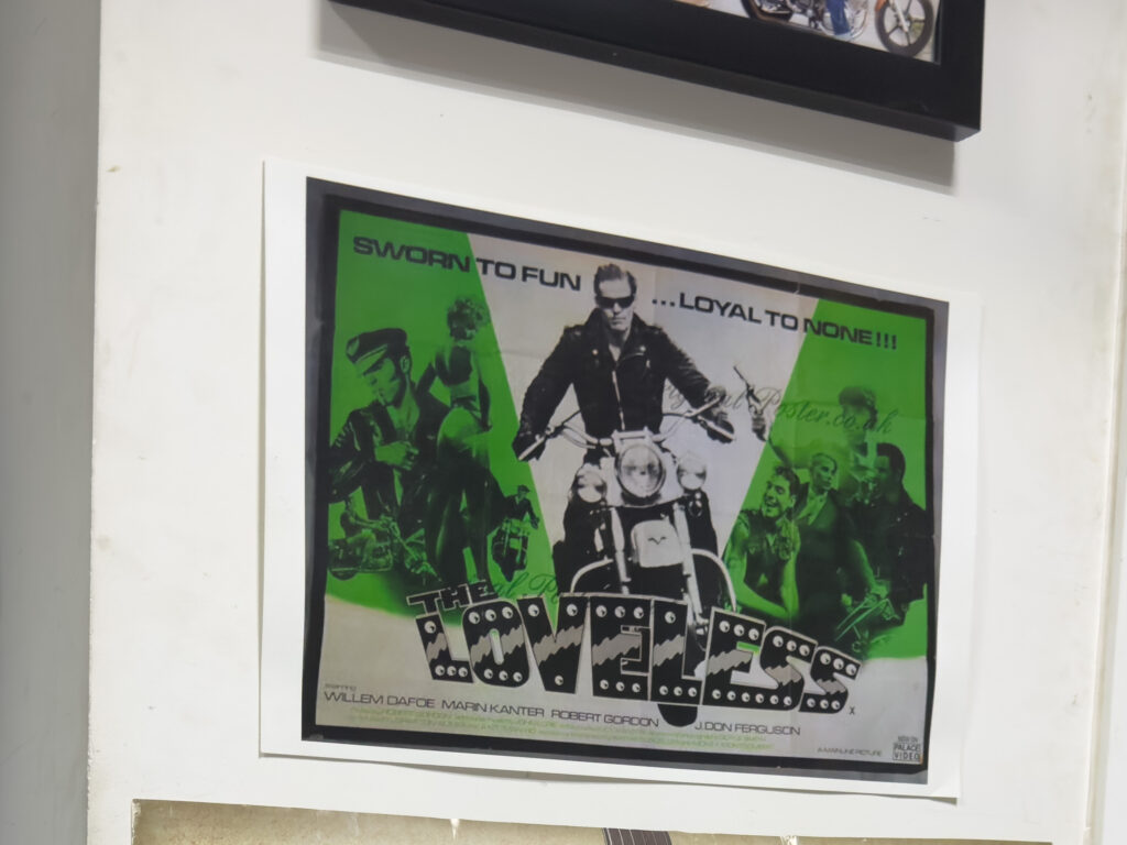 Biker in leather jacket on a motorcyle